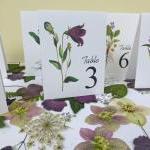 Purple Flower Table Cards, Botanical Floral Table..